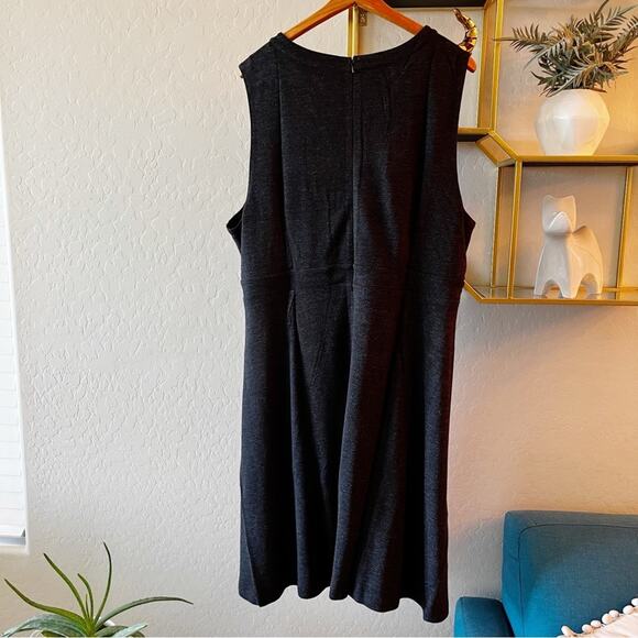 NEW LOFT Plus gray knit knee length dress shoulder buttons plus size 26 party - Picture 8 of 12